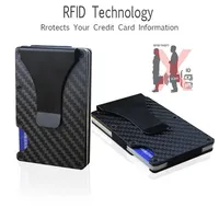 Yeni yükseltme sürümü RFID engelleme cüzdanları kadınlar için siyah karbon fiber para klips ince tasarım kredi kartı kartvizit tutucusu258m
