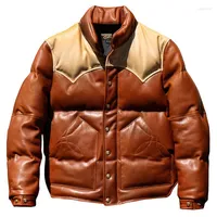 Jackets masculinos Super tamanho de alta qualidade Europeu/US Warm Genuine Cow Skin Leather Coat Big Casual Cowhide Jaqueta 2 cores