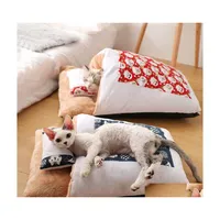 Cat Beds Furniture Pet Cats Slee Bag Soft Indoor Bed Sofa 2 In 1 Nest Warm Cozy Ered Snle Sack For Puppy Lj201225 Drop Delivery Ho Dh2He