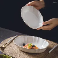 لوحات دانتيل السيراميك صفيحة شريحة لحم غربية أدوات المائدة الطاولة طبق الخبز الجبن مخبوزة الأرز مطعم الإبداع الإبداعي الرجعية