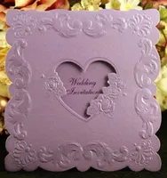 Wedding Invitations Creative High Quality Invitation Cards Customized 3 fold Heart Decoration Invitations Purple Beige Red Color8047692