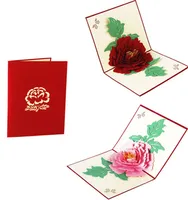Handicraft 3D Up gratulationskort Peony F￶delsedag Valentine Flower Mother Day Christmas Invitation Card1216128