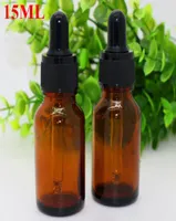 S￤ljer 15 ml E flytande flaska 1oz Essential Oil Amber Glass Droper Bottle With Black Child Safe Cap p￥ Promotion3759815