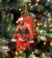 Christmas en bois M. Barry Wood Meme Pendre arbre à arbre drôle ornement de Noël.