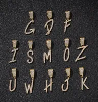Men az Cursive Initial Letters Naam hanger ketting Iced Out Cubic Zirkon 26 Alfabet Charm Hip Hop Chain Necklace Stateme1168605