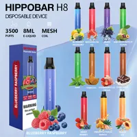 Disposable Vape Hippobar H8 3500 Puffs Rechargeable Vapes Pen Electronic Cigarette Vaporizer Device Vape 8ml Mesh Coil 11 Flavors