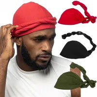 2023 NIEUWE TURBAN VOOR DRAMMEN MEN MEN HOOFDE WRAP Soft Tulban Hats Braid Hair Cover Wrap Headscarf Beanie Twisted Hijab Headwrap