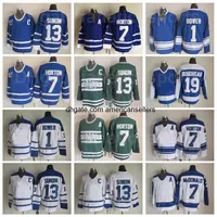 Eishockey -Eishockey 13 Matten Sundin Jersey Vintage Tim Horton 7 Lanny McDonald 19 Bruce Boudreau 1 Johnny Bower Retro Blue