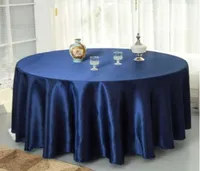 Pable de mesa 10pcspack azul marino 120 pulgadas de satén redondo cubierta de mesa para fiestas de boda decoraciones de banquetes6356149
