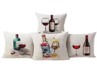 Cushion -covers Red Wine Casual Style Pillow Clow Decoratieve katoenen linnen kussensloop voor bank Stoel 18 x 18 inch6167595
