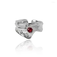 Cluster Rings INS Fashion Red Zircons Wedding Charm Women Minimalist Creative Irregular Geometric Vintage Handmade Party Jewelry