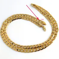 18 K Solid Yellow Gold Filled curb Cuban Link Chain Necklace curb Italian Stamp 750 Men's Women 7mm 75CM long Hip-Hop234b