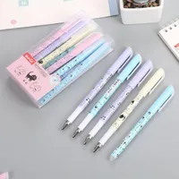 Cute Cat Erasable Pen 0.38mm Washable Handle Magical Eraser Gel Blue Ink Refills Rod Kids School Stationery