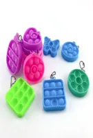 DHL Ship Fashionable Party Favor Simple Dimple Push It With Keychain Sensory Kids Fidget Toys Stress Relieve Bubble Key Ring Penda7082351