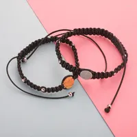 Link Bracelets Fnixtar 5pcs Round Charm Braided Bracelet For Jesus Christianity Adjustable Hand-knitted Friendship Woven