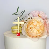 Abastecimento festivo TX Casso de bolo de bolo cruzado Cupcake de acrílico Batismo para a Primeira Comunhão Deus abençoe decoração