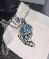 Pinkcat Imperatriz Dowager Vivi Limited Edition Gradiente azul Crystal Glass Ball Orb Saturn Colar Chain Chain8522197