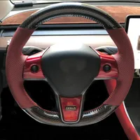 Высококачественная ручная рулевая крышка для рулевого колеса для Tesla Model 3 Modey/x/s Кожаный замшевый крышка с углеродным волокном