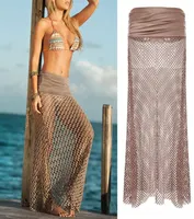 Sexy Women Bikini Swimwear Cover Up Beach Dress Mesh Hollow Crochet Skirt Dress4666337