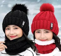 Beanies Outdoor Winter Knitted Hats Women Thick Warm Beanie Skullies Hat Cap Female Knit Letter Bonnet Caps Riding Sets2033874