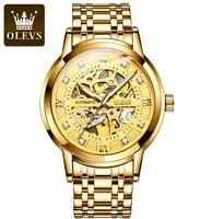 Olevs Top Luxury Brand Skeleton Diamond Watch Trend Fashion Luminous Mécanique Men039 Watch3432706