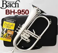 Vincent Bach Stradivarius Professional Flugelhorn BH950 Silver placcato con professione di casi Flugelhorns BB Yellow Ottone Bell5087646