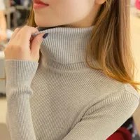 Women's Sweaters 2022 Autumn Winter Thick Sweater Women Knitted Pullover Long Sleeve Turtleneck Slim Jumper Soft Warm Pull Femme