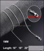 Chains Necklaces Pendants Jewelry 1Mm 925 Sterling Sier Link For Women Pendant Lobster Clasps Rolo Chain Fashion Diy Accessories 19626853