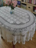 Handmade Crochet Table Cloth Oval Dinner Tablecloth Crocheted Lace Cotton Extra Long Cover6073266