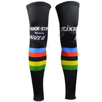 2015 Etixx Quick Step Pro Team UCI Black Red Cycling Leg Warmer Spandex Coolmax Lycra UV Sistes-XXL236E