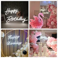 Party New Neon Happy Birthday Luminous Letters English Letters Warm Color Bakgrund Väggdekoration Foreign Trade Cross-Border Exclusive Factory Direct