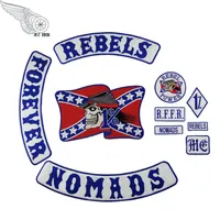 Miscelati 10 pezzi Set Rebels Nomadi per sempre ricamato per motociclisti in gambite su giacca pilota Punk 40cm 339y
