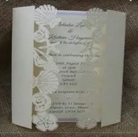 Romantic Hollow Sea Star Shells Wedding Invitation Cards Personligt parti Utskrivbart inbjudningskort med kuvertkort för 200 P7543474