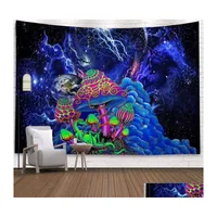 Tapisserier Space Mushroom Forest Castle Tapestry Fairytale Trippy Colorf Dragon Wall Hanging For Home Deco Mandala LJ201128 Drop Del DH0QB