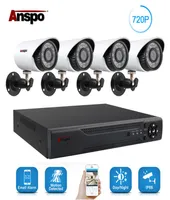 Anspo 4CH AHD DVR Home Security Camera System Kit Waterproof Outdoor Night Vision IRCut CCTV Home Surveillance 720P White Camera8711459