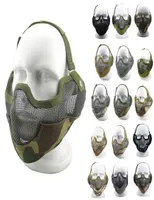 Tactical Airsoft Mask with Ear Protention Outdoor Airsoft Shooting Face Protection Gear V2 Metal Steel Wire Mesh Half FaceNO030043346551