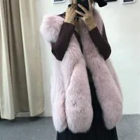 Nuevo chaleco de piel de piel de moda para mujeres de invierno pelaje de piel sint￩tica gruesa m￡s grueso Fox Fur Vest Colete Feminino Plus Size S-4XL3307