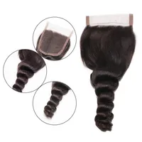 Brasiliansk jungfruhår lös våg spets stängning baby hår mellanslag del 3 del silk bas 4 x 4 spetsstängning1939