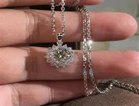 Choucong New Arrival Jewelry Luxury Jewelry 925 Sterling Silver Round Cut White Topaz CZ Diamond Party Pendant Wedding Gedding Neclce Gift9791371