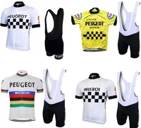 Molteni Peugeot New Man White Yellow Vintage Cycling Jersey Set半袖サイクリング服ライディング服スーツバイクウェアShor7280727
