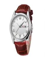 Cellini Time Everose Poliertes Zifferblatt Automatische mechanische Uhr Braune Leder 50505 Perpetual New polierte Herren Uhres3813312