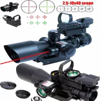New Tactical 2 5-10X40 Rifle Scope w Red Laser & Holographic Green Red Dot Sight1915