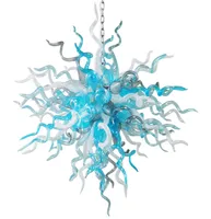 Nordisk konststil Blue Chandelier Chain Pendant Light Livingroom H Otel Handblåst glaslampa Acceptera anpassning5747504