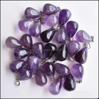 Charms Water Drop Stone Beads Pendants Wholesale Natural Amethysts For Diy Necklace Jewelry Making Women Gift Delivery Findings Compo Dhj6X