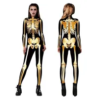 Cosplay Catsuit Women Halloween Jumpsuit bones Zombie Print Skinny Pant Cosplay Costume Skeleton Onjointed Orvid