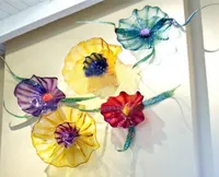 100 рук взорван Murano Glass Hanging Plates Wall Art Dale Chihuly Style Borosilicate Glass Art Art Blound Modern Light для дома и 6214610