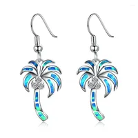 Dangle Earrings Fashion Coconut Tree Drop White Blue Opal Stone Classic Silver Color For Women Wedding Jewelry