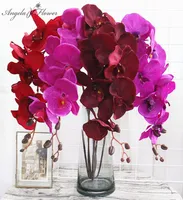 8 Głów Big Orchid Artificial Flower Branch Phalaenopsis Butterfly Czarny burgundowy kolorowy wystrój domu w pełni w całości 3941930