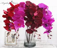 8 Głów Big Orchid Artificial Flower Branch Phalaenopsis Butterfly Czarny burgundowy kolorowy wystrój domu w pełni w całości 2705450