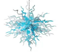Nordisk konststil Blue Chandelier Chain Pendant Light Livingroom H Otel Handblåst glaslampa Acceptera anpassning1816534